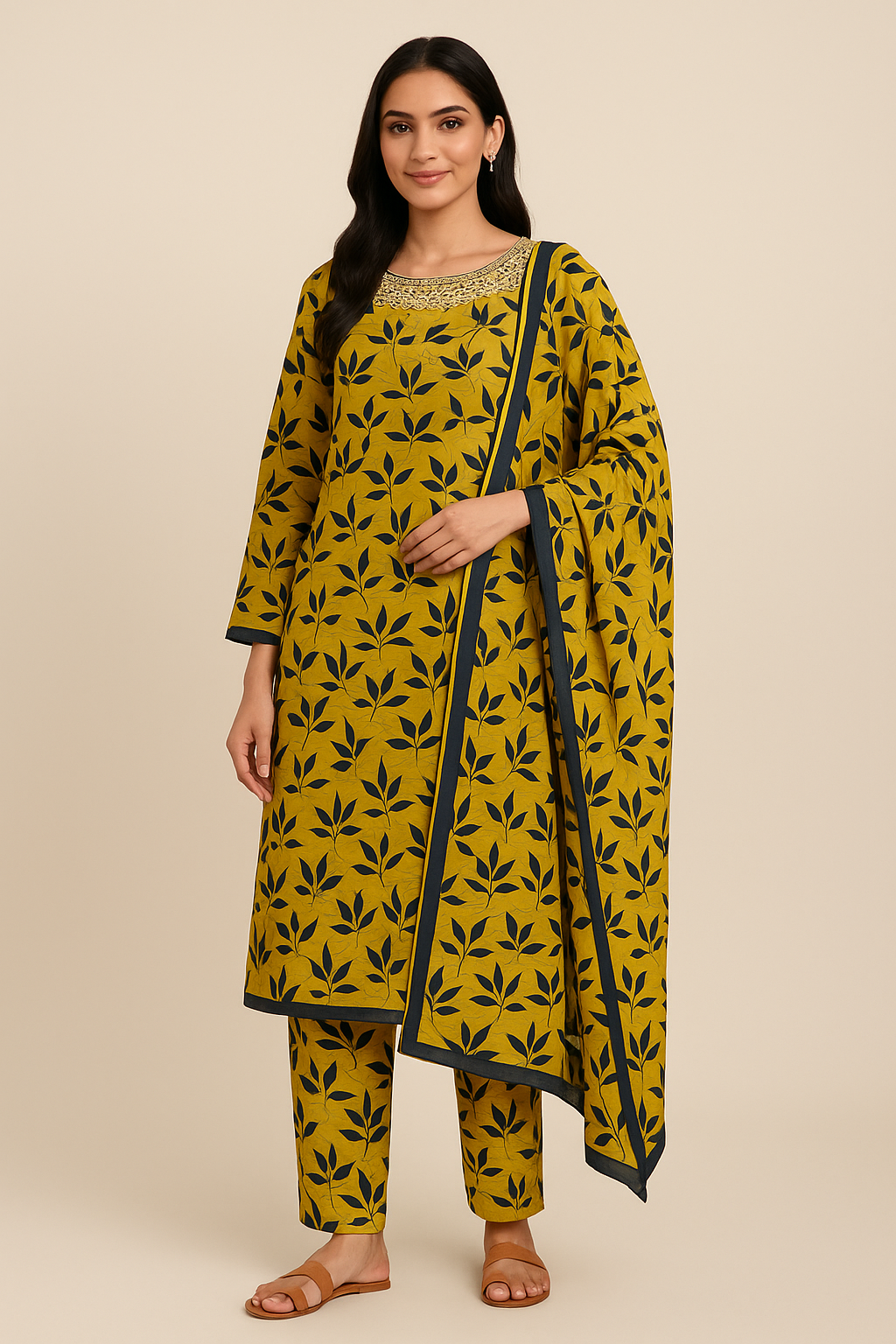 Linen Bana Dora 3PC (Unstitched)