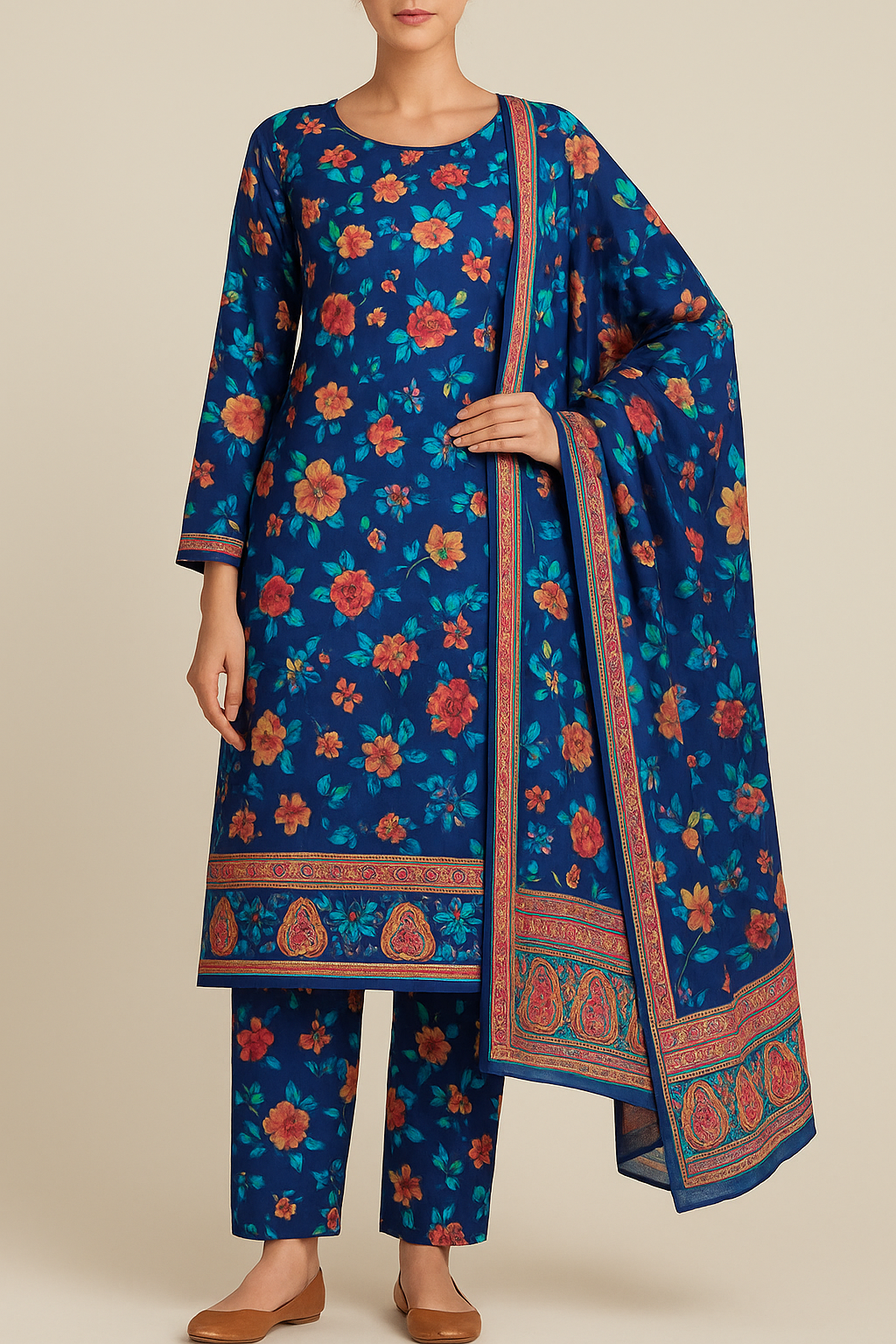 Linen Bana Dora 3PC (Unstitched)