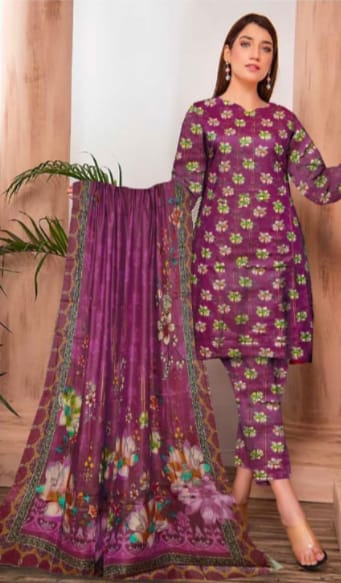 Gul Ahmad Printed Allover Shamray 3PC (Unstitched)